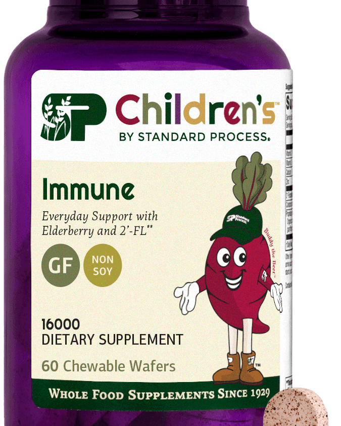 An image of a bottle of SP Children's Immune, a supplement for kids supporting the immune system.