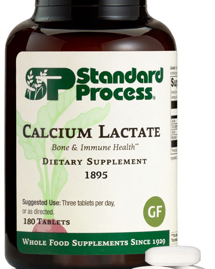 An image of a bottle of Calcium Lactate, 180 tablets.